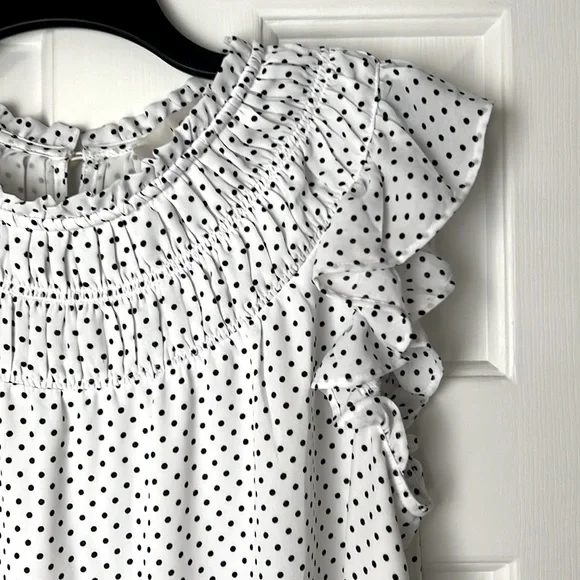 Women’s Small Loft Blouse Top. Black and White Polka Dot. Excellent condition - Picture 7 of 11